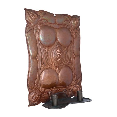 Arts and Crafts Copper Double Candle Sconce image-3