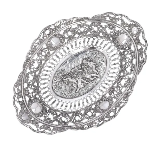 Antique Silver Cherub Basket