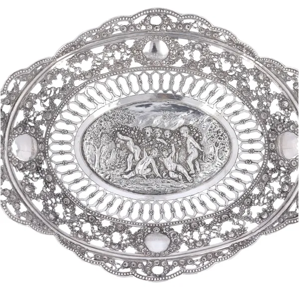 Antique Silver Cherub Basket