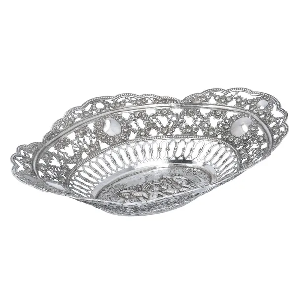 Antique Silver Cherub Basket