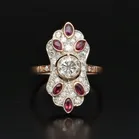 Art Deco 18ct Gold and Platinum Diamond and Ruby Ring