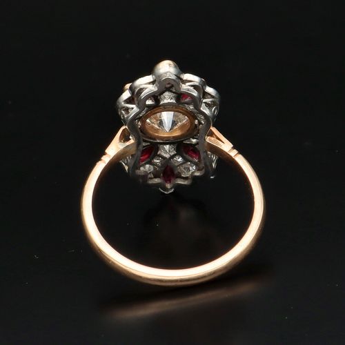 Art Deco 18ct Gold and Platinum Diamond and Ruby Ring image-5