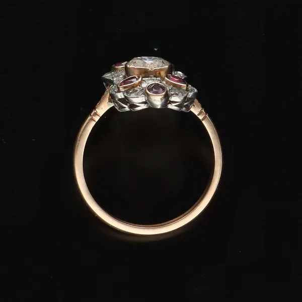 Art Deco 18ct Gold and Platinum Diamond and Ruby Ring