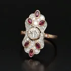 Art Deco 18ct Gold and Platinum Diamond and Ruby Ring