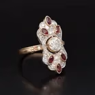 Art Deco 18ct Gold and Platinum Diamond and Ruby Ring