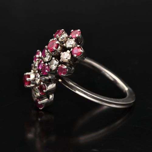 18ct Gold Floral Ruby and Diamond Ring image-3