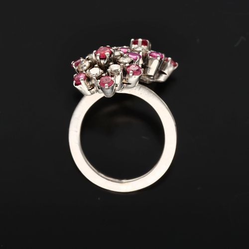 18ct Gold Floral Ruby and Diamond Ring image-6