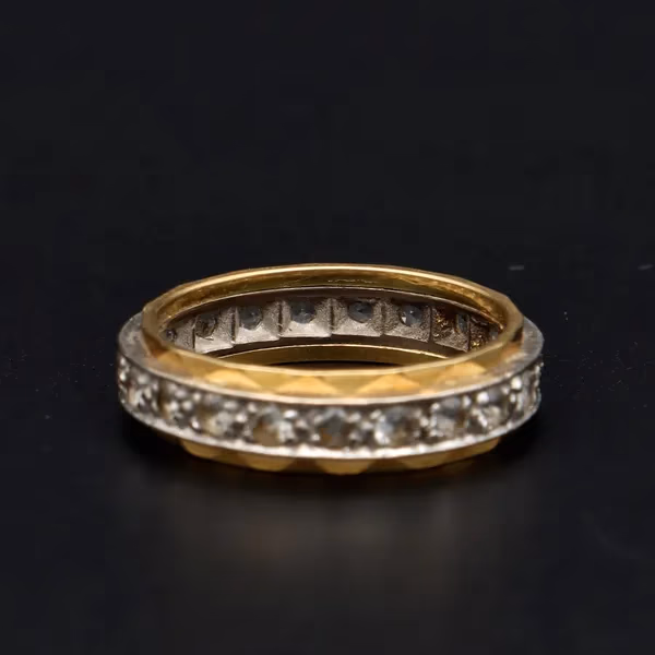 1950s 18ct Gold White Sapphire Full Eternity Ring