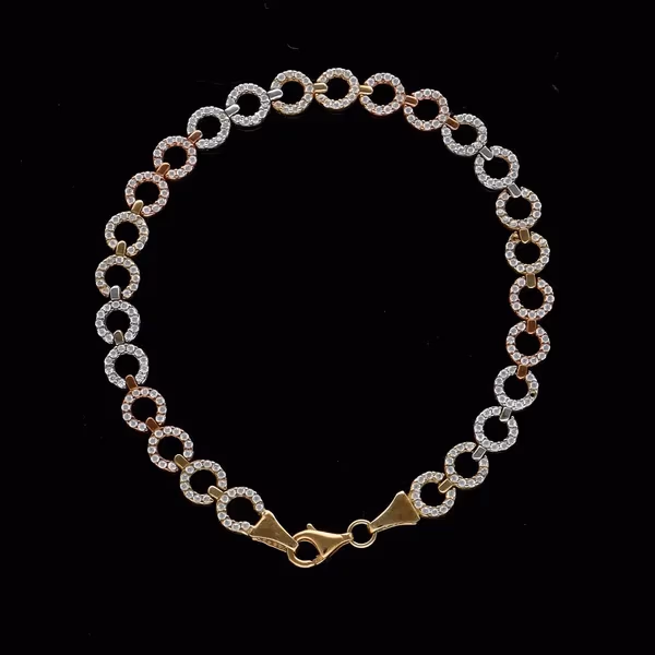 Vintage Three Tone 9ct Gold CZ Bracelet