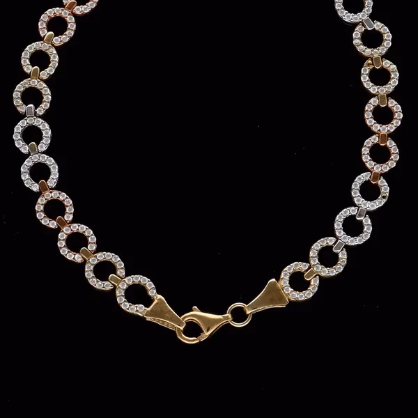 Vintage Three Tone 9ct Gold CZ Bracelet