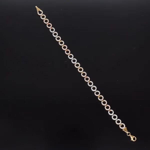 Vintage Three Tone 9ct Gold CZ Bracelet