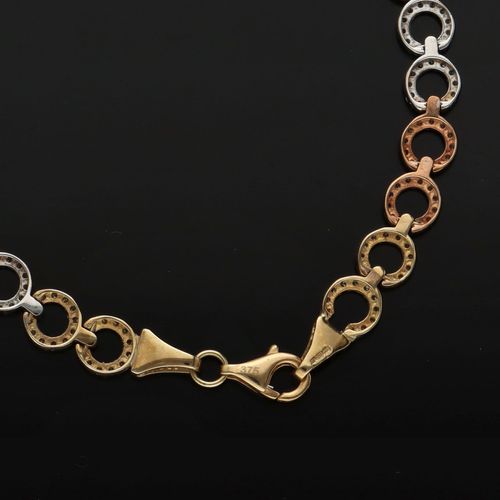 Vintage Three Tone 9ct Gold CZ Bracelet image-4