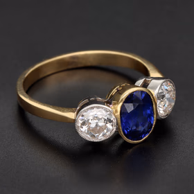 18ct Gold Sapphire & Diamond Trilogy Ring