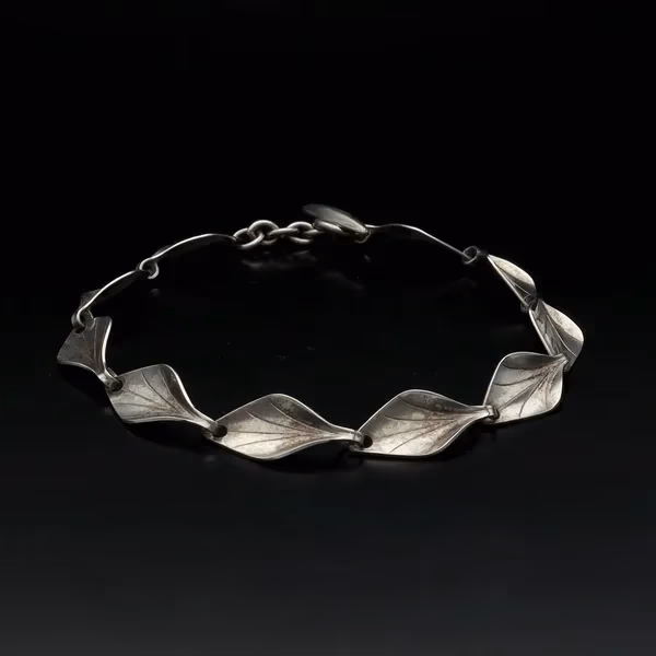 Vintage Danish Silver Foliate Bracelet by Hermann Siersbol