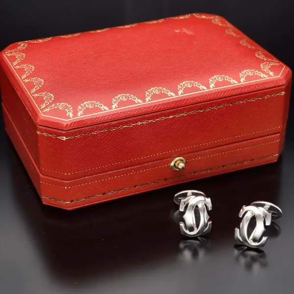 Vintage 18ct Gold Cartier Penelope Logo Cufflinks