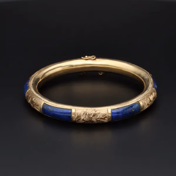 18ct Gold Lapis Lazuli Bangle