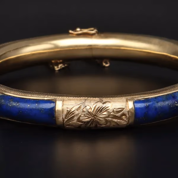18ct Gold Lapis Lazuli Bangle