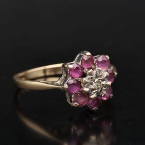 Gold Ruby Diamond Ring. London 1975