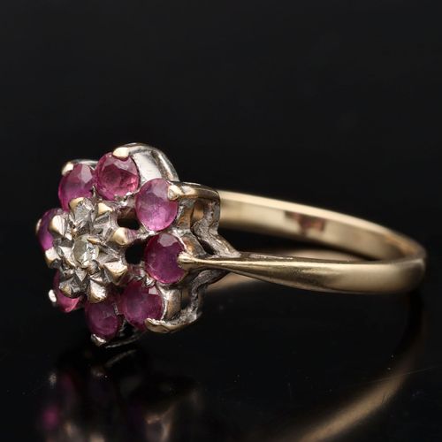 Gold Ruby Diamond Ring. London 1975 image-3