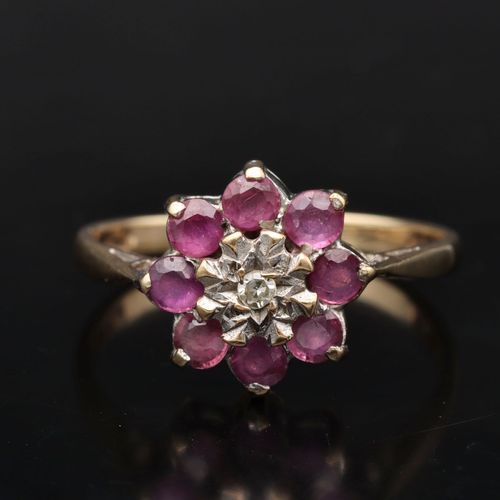 Gold Ruby Diamond Ring. London 1975 image-2