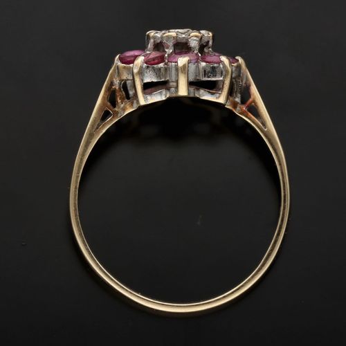 Gold Ruby Diamond Ring. London 1975 image-6