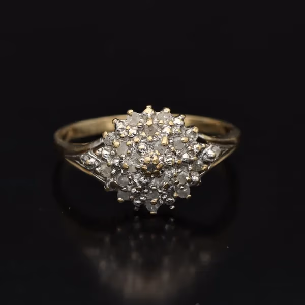 9k Gold Diamond Cluster Ring