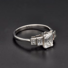 Platinum Emerald Cut Diamond Ring
