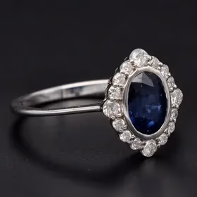 18ct White Gold Sapphire & Diamond Cluster