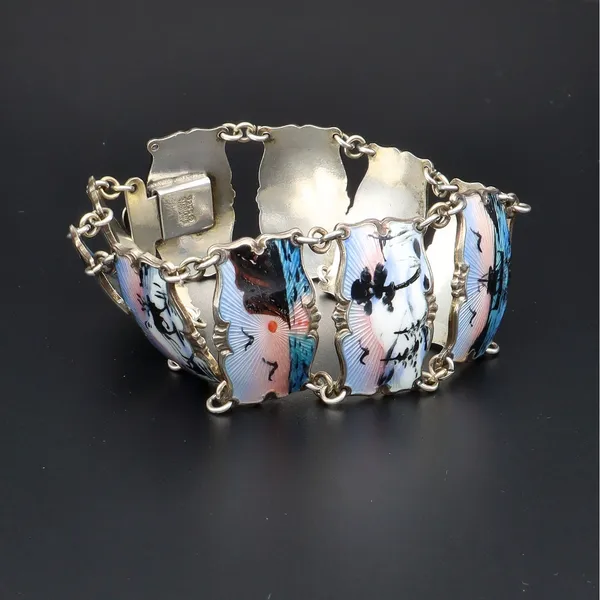 Vintage Norwegian Sterling Silver & Enamel Bracelet