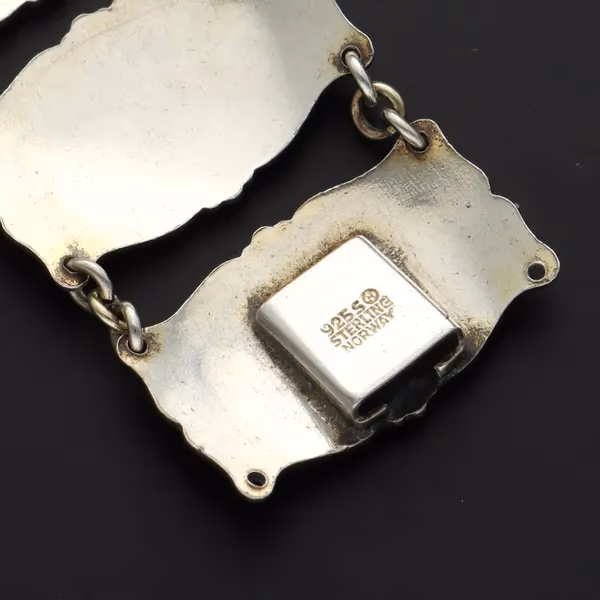 Vintage Norwegian Sterling Silver & Enamel Bracelet