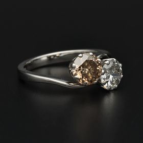 18ct Gold Brown and White Diamond Ring