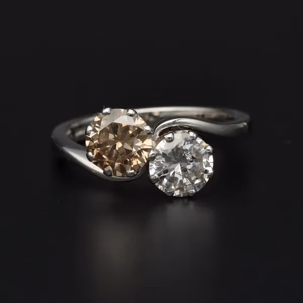 18ct Gold Brown and White Diamond Ring