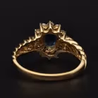 Large 14ct Gold Tanzanite Diamond Retro Ring. Size W