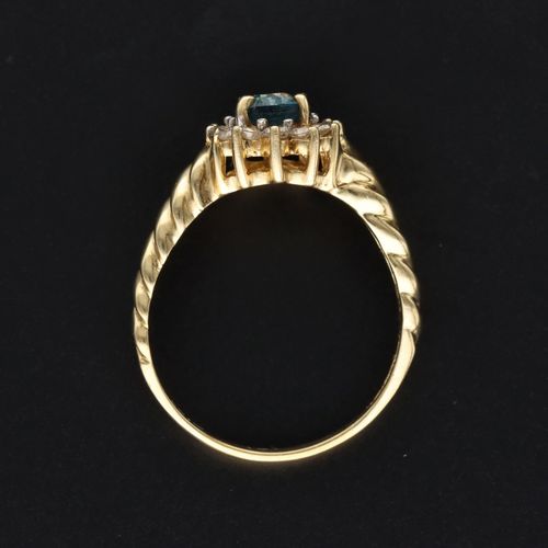 Large 14ct Gold Tanzanite Diamond Retro Ring. Size W image-6