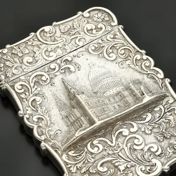 Victorian Silver Castle Top Card Case