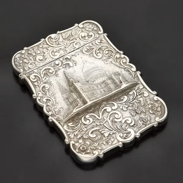Victorian Silver Castle Top Card Case