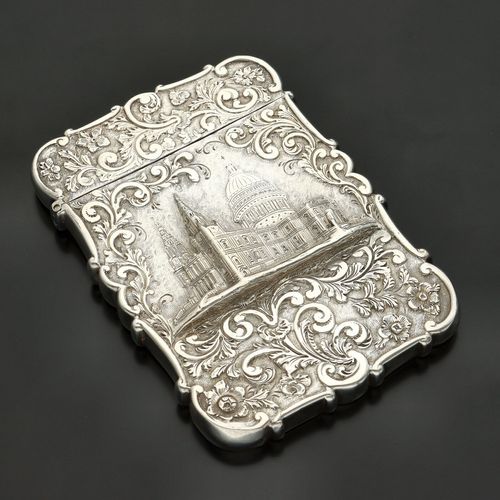 Victorian Silver Castle Top Card Case image-1