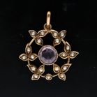 Early 20th Century 9ct Gold Amethyst and Seed Pearl Pendant