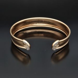 9ct Gold Art Deco Style Diamond Set Cuff Bangle