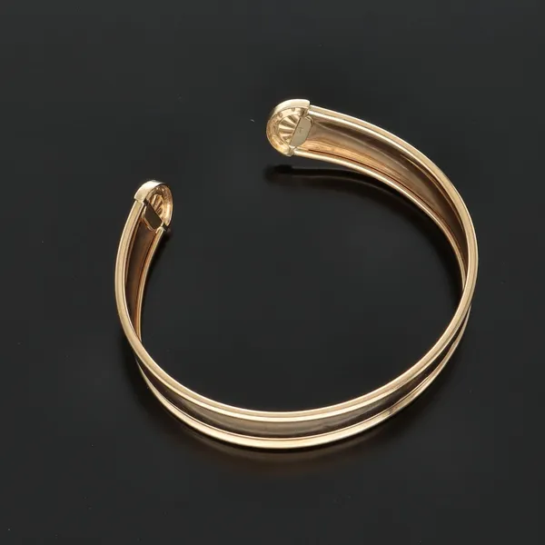 9ct Gold Art Deco Style Diamond Set Cuff Bangle