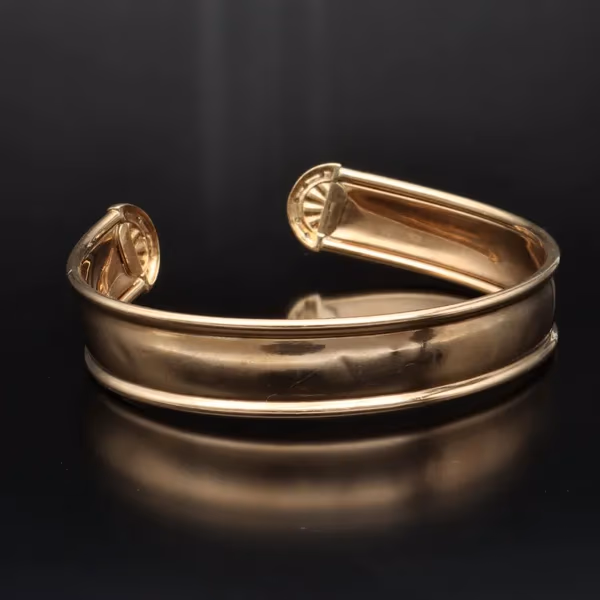 9ct Gold Art Deco Style Diamond Set Cuff Bangle