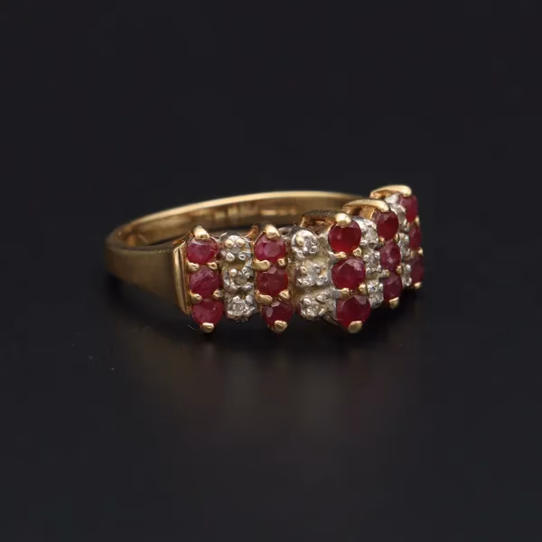 Gold Ruby Diamond Retro-Vintage Ring