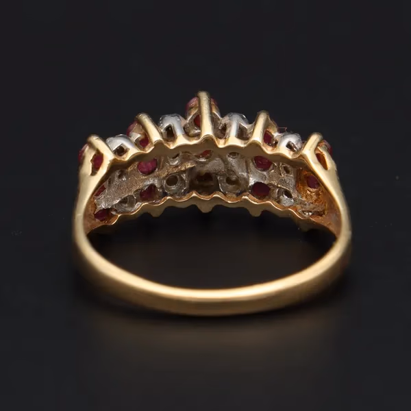 Gold Ruby Diamond Retro-Vintage Ring