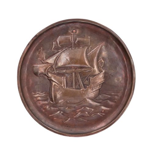 Newlyn Galleon Copper Wall Plaque image-1