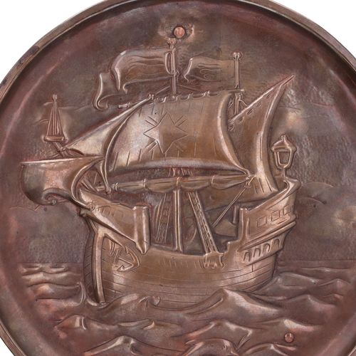 Newlyn Galleon Copper Wall Plaque image-2