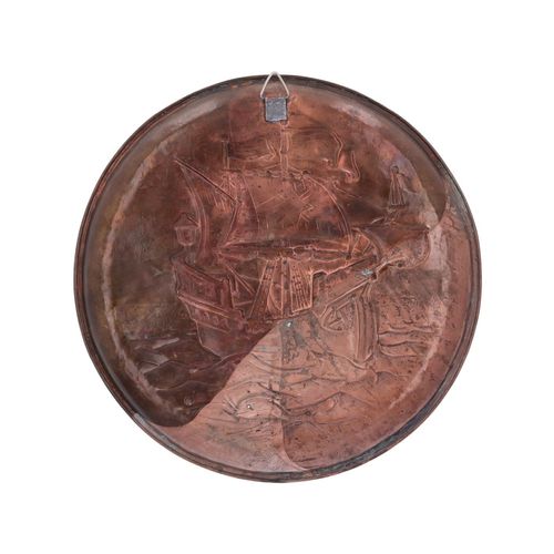 Newlyn Galleon Copper Wall Plaque image-4