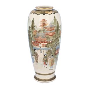 Early 20th Century Satsuma Vase with Hand Painted Scene