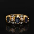 Victorian 9ct Gold Sapphire and Diamond Ring