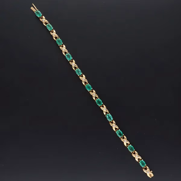 9ct Gold Fine Jewellery Company Emerald and Diamond Bracelet
