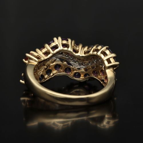 Gold Diamond Amethyst Garnet Ring image-5